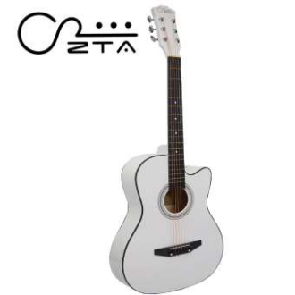 ZTA 38 Inch Acoustic Guitar White Cutaway Starter Pack Folk Guitar Bundle